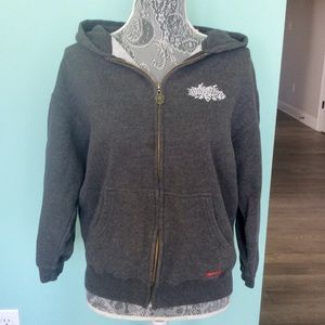 QUICKSILVER GRAY ZIP UP SWEATSHIRT Size L Kids